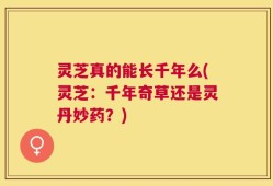 灵芝真的能长千年么(灵芝：千年奇草还是灵丹妙药？)