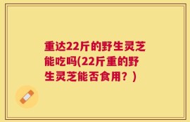 重达22斤的野生灵芝能吃吗(22斤重的野生灵芝能否食用？)