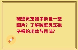 破壁灵芝孢子粉世一堂图片？了解破壁灵芝孢子粉的功效与用法？