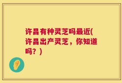 许昌有种灵芝吗最近(许昌出产灵芝，你知道吗？)