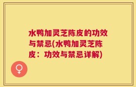 水鸭加灵芝陈皮的功效与禁忌(水鸭加灵芝陈皮：功效与禁忌详解)