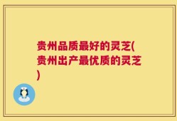 贵州品质最好的灵芝(贵州出产最优质的灵芝)