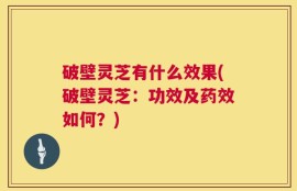 破壁灵芝有什么效果(破壁灵芝：功效及药效如何？)