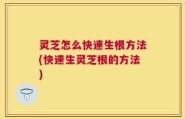 灵芝怎么快速生根方法(快速生灵芝根的方法)
