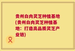 贵州白肉灵芝种植基地(贵州白肉灵芝种植基地：打造高品质灵芝产业链)