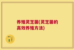 养殖灵芝菌(灵芝菌的高效养殖方法)