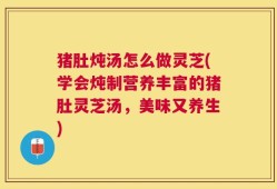 猪肚炖汤怎么做灵芝(学会炖制营养丰富的猪肚灵芝汤，美味又养生)