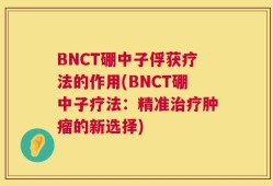 BNCT硼中子俘获疗法的作用(BNCT硼中子疗法：精准治疗肿瘤的新选择)