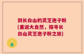 到长白山的灵芝孢子粉(重返大自然，探寻长白山灵芝孢子粉之旅)