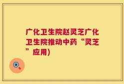 广化卫生院赵灵芝广化卫生院推动中药“灵芝”应用)