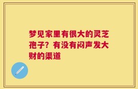 梦见家里有很大的灵芝孢子？有没有闷声发大财的渠道