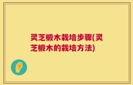 灵芝椴木栽培步骤(灵芝椴木的栽培方法)