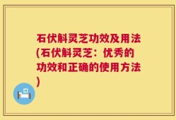 石伏斛灵芝功效及用法(石伏斛灵芝：优秀的功效和正确的使用方法)