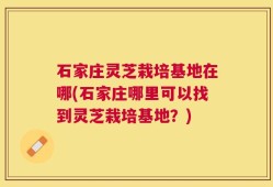 石家庄灵芝栽培基地在哪(石家庄哪里可以找到灵芝栽培基地？)