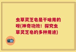 虫草灵芝皂是干啥用的呀(神奇功效！探究虫草灵芝皂的多种用途)