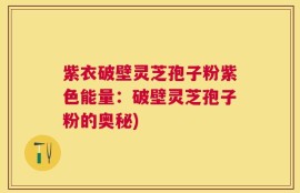 紫衣破壁灵芝孢子粉紫色能量：破壁灵芝孢子粉的奥秘)