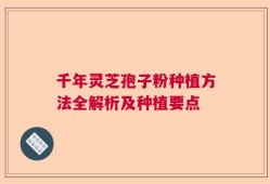 千年灵芝孢子粉种植方法全解析及种植要点
