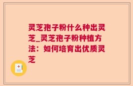 灵芝孢子粉什么种出灵芝_灵芝孢子粉种植方法：如何培育出优质灵芝