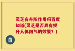 灵芝有升阳作用吗百度知道(灵芝是否具有提升人体阳气的效果？)