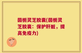 茵栀灵芝胶囊(茵栀灵芝胶囊：保护肝脏，提高免疫力)