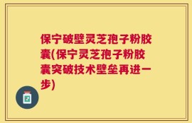 保宁破壁灵芝孢子粉胶囊(保宁灵芝孢子粉胶囊突破技术壁垒再进一步)