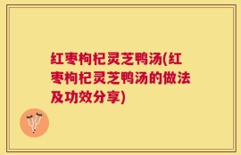 红枣枸杞灵芝鸭汤(红枣枸杞灵芝鸭汤的做法及功效分享)