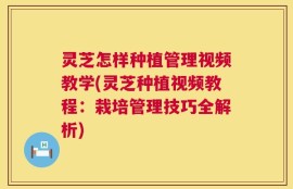 灵芝怎样种植管理视频教学(灵芝种植视频教程：栽培管理技巧全解析)