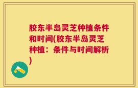 胶东半岛灵芝种植条件和时间(胶东半岛灵芝种植：条件与时间解析)