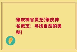 肇庆神谷灵芝(肇庆神谷灵芝：寻找自然的奥秘)