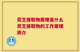 灵芝提取物原理是什么灵芝提取物的工作原理简介