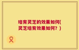 培育灵芝的效果如何(灵芝培育效果如何？)