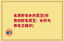 名贵野生补药灵芝(珍贵的野生灵芝：补药与养生之精华)