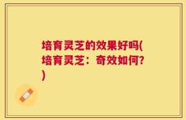 培育灵芝的效果好吗(培育灵芝：奇效如何？)