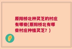 原阳桥北种灵芝的村庄有哪些(原阳桥北有哪些村庄种植灵芝？)