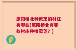原阳桥北种灵芝的村庄有哪些(原阳桥北有哪些村庄种植灵芝？)