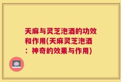 天麻与灵芝泡酒的功效和作用(天麻灵芝泡酒：神奇的效果与作用)
