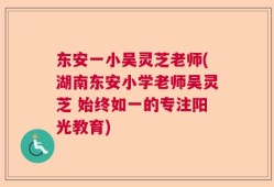 东安一小吴灵芝老师(湖南东安小学老师吴灵芝 始终如一的专注阳光教育)
