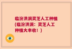 临汾洪洞灵芝人工种植(临汾洪洞：灵芝人工种植大丰收！)