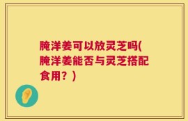 腌洋姜可以放灵芝吗(腌洋姜能否与灵芝搭配食用？)