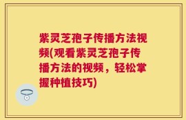 紫灵芝孢子传播方法视频(观看紫灵芝孢子传播方法的视频，轻松掌握种植技巧)