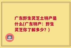 广东野生灵芝土特产是什么(广东特产：野生灵芝你了解多少？)