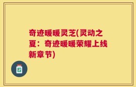 奇迹暖暖灵芝(灵动之夏：奇迹暖暖荣耀上线新章节)
