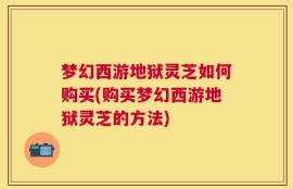 梦幻西游地狱灵芝如何购买(购买梦幻西游地狱灵芝的方法)