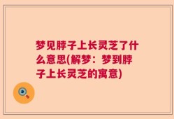 梦见脖子上长灵芝了什么意思(解梦：梦到脖子上长灵芝的寓意)