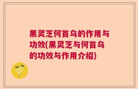 黑灵芝何首乌的作用与功效(黑灵芝与何首乌的功效与作用介绍)