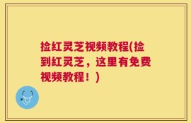 捡红灵芝视频教程(捡到红灵芝，这里有免费视频教程！)