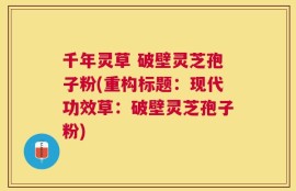千年灵草 破壁灵芝孢子粉(重构标题：现代功效草：破壁灵芝孢子粉)