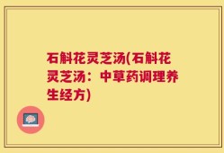 石斛花灵芝汤(石斛花灵芝汤：中草药调理养生经方)