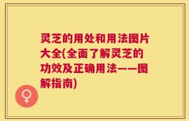 灵芝的用处和用法图片大全(全面了解灵芝的功效及正确用法——图解指南)