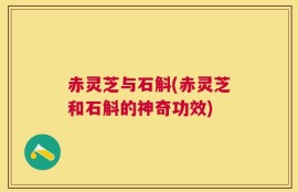 赤灵芝与石斛(赤灵芝和石斛的神奇功效)
